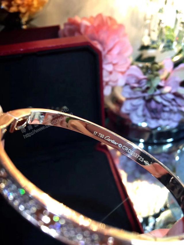 Cartier首飾 卡地亞情侶款手環 釘滿鑽爆款情侶手鐲  zgk1415